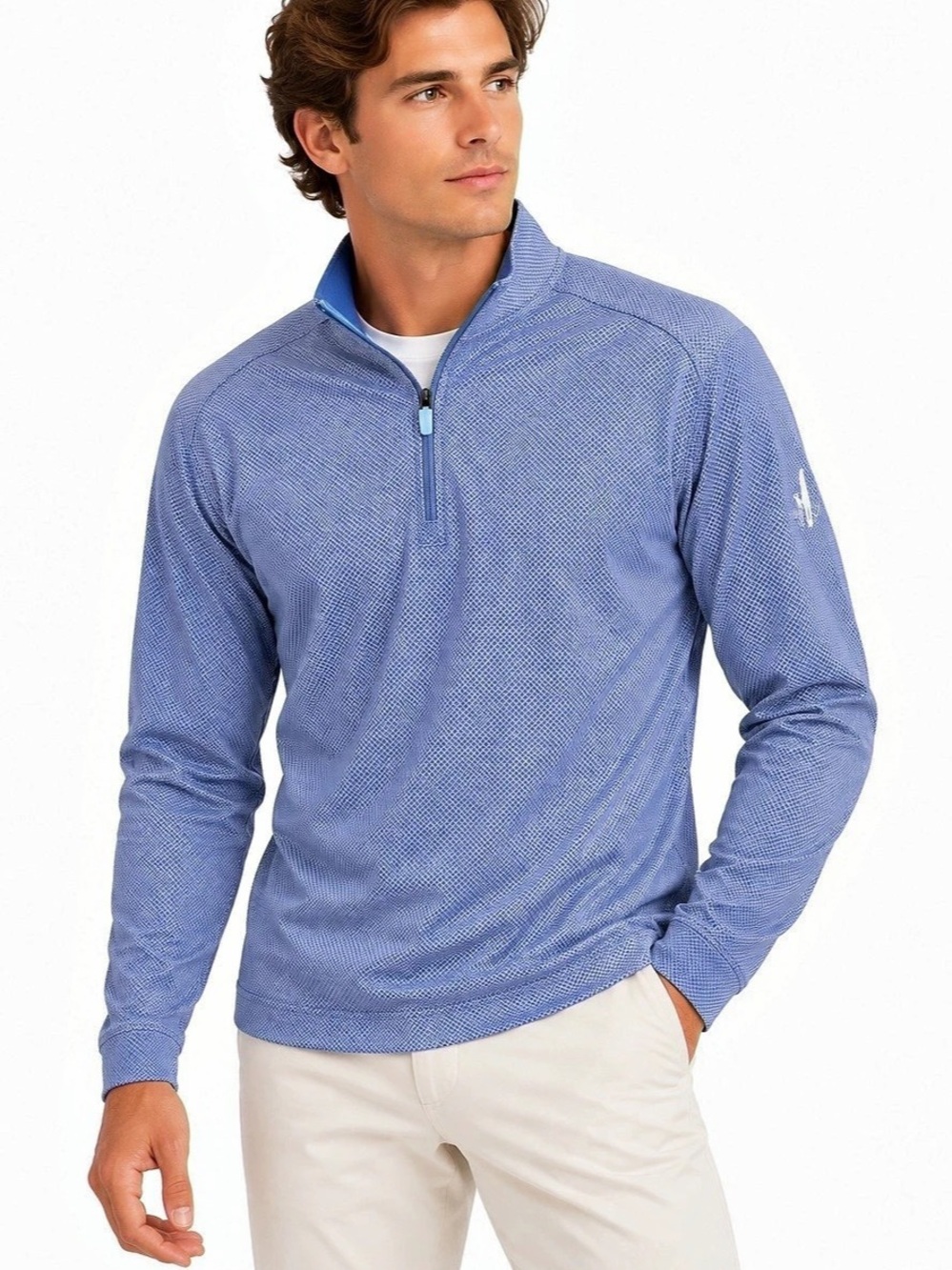 Johnnie-O Freeborne Performance Quarter-Zip Pullover Blue & White Large
